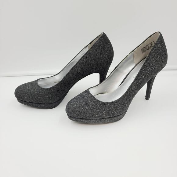 Fioni Night Stiletto High Heels Sparkle Platform Pumps Black, Size 8 PRE-OWNED - Picture 2 of 7